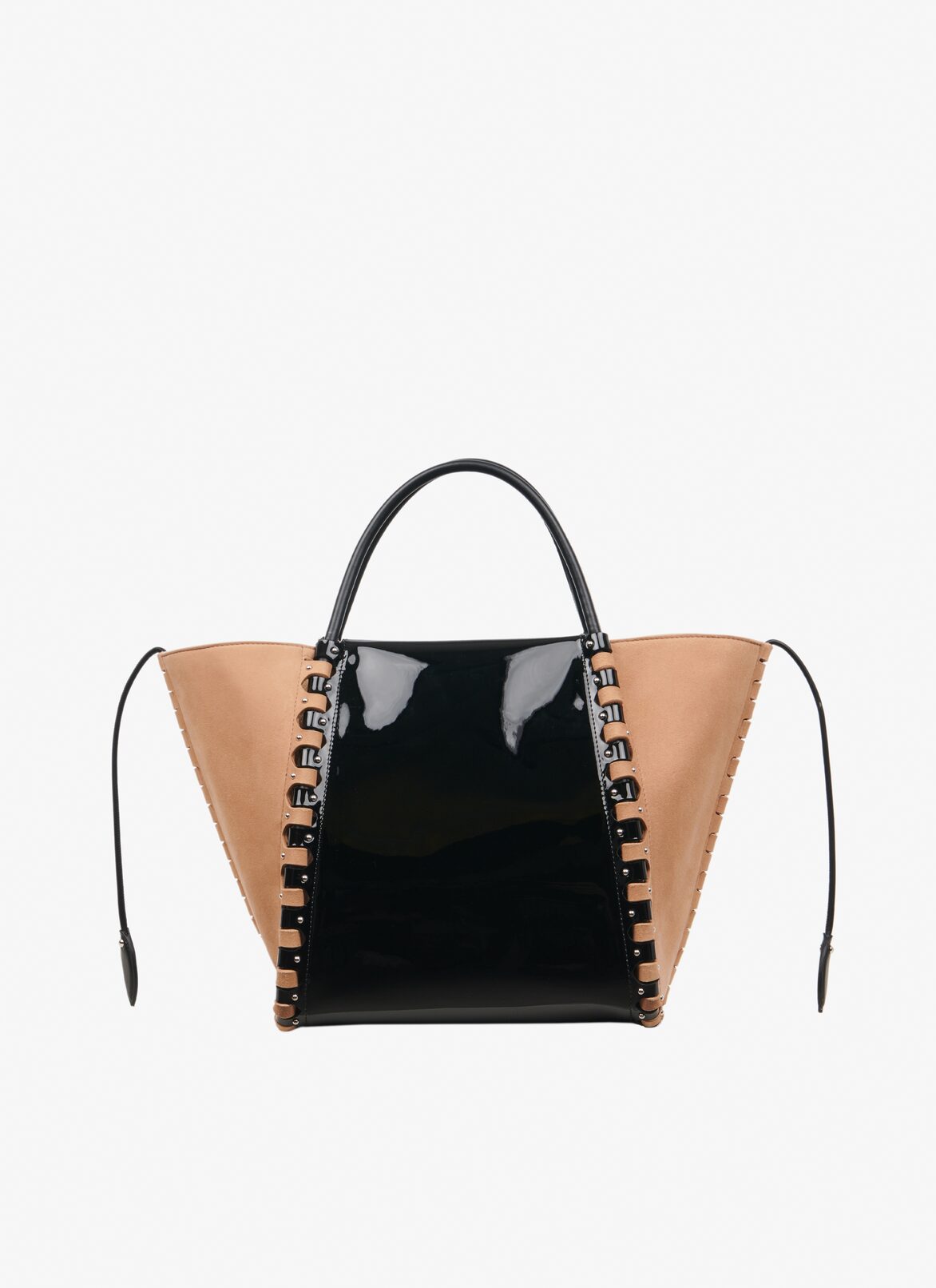 Small Hinge patent leather bag
 ALAÏA ANTIQUE PINK/BLACK SMALL HINGE PATENT LEATHER BAG